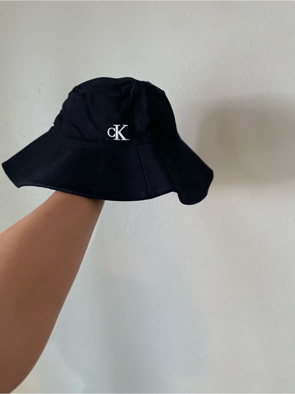 Calvin Klein Black Cotton Bucket Hat with Label